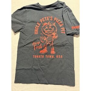Fortnite Uncle Pete's Pizza Pit Tomato Town USA T-Shirt Men's Medium Black Tee